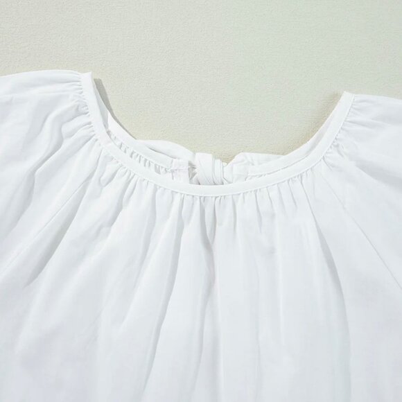 Boutique Quarter sleeve cotton | 3 knotted Bow Peplum top size M - Picture 6 of 6